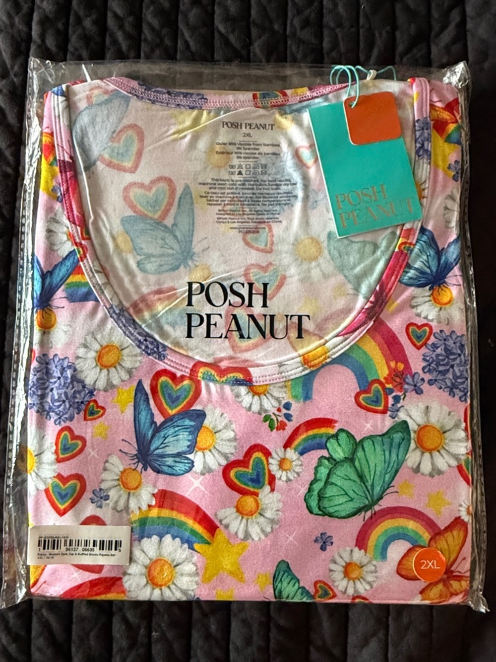 Posh Peanut Pink Rainbow Butterfly Daisy Tee